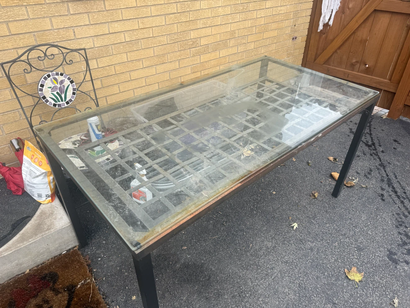 Black Metal and Glass Outdoor Table - photo 2