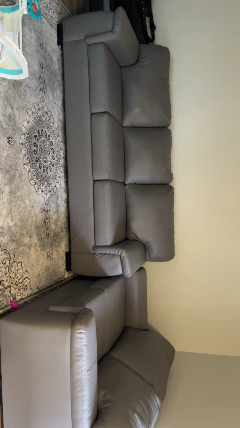 Grey Faux Leather Sofa Set