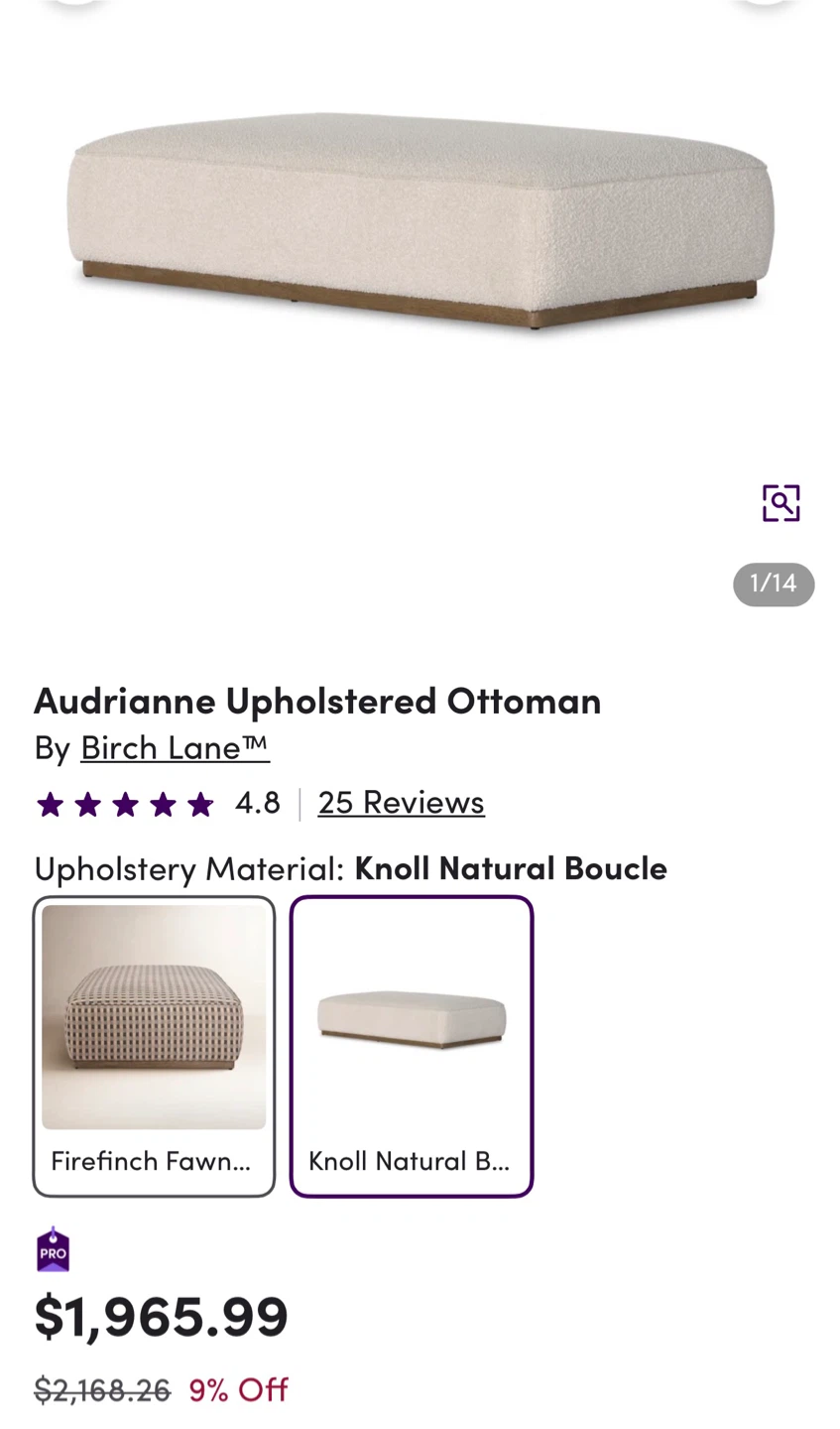 Birch Lane Audrianne Upholstered Ottoman - photo 2