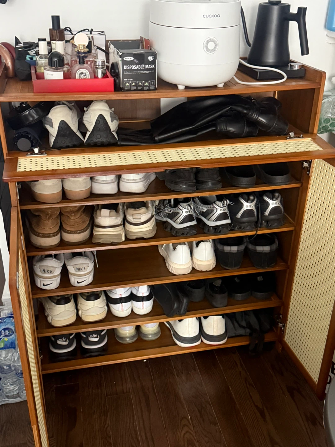 Wooden Shoe Cabinet with Rattan Doors - photo 2