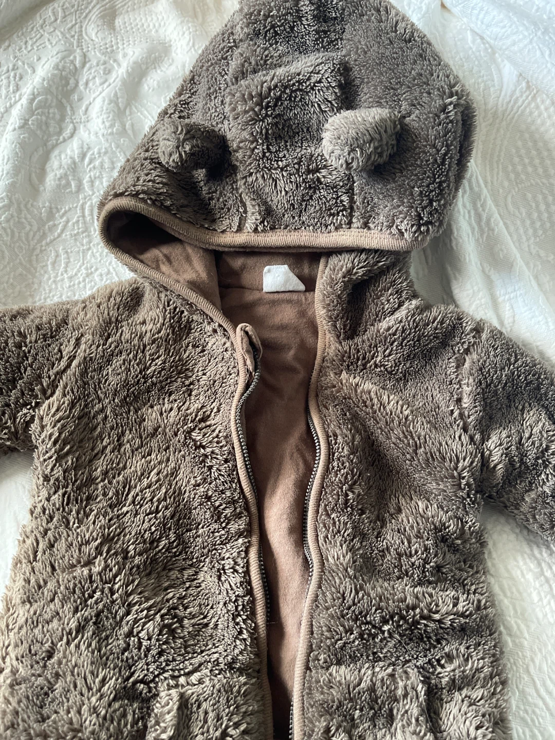 Baby Go Brown Fuzzy Bear Hoodie Jacket - photo 3