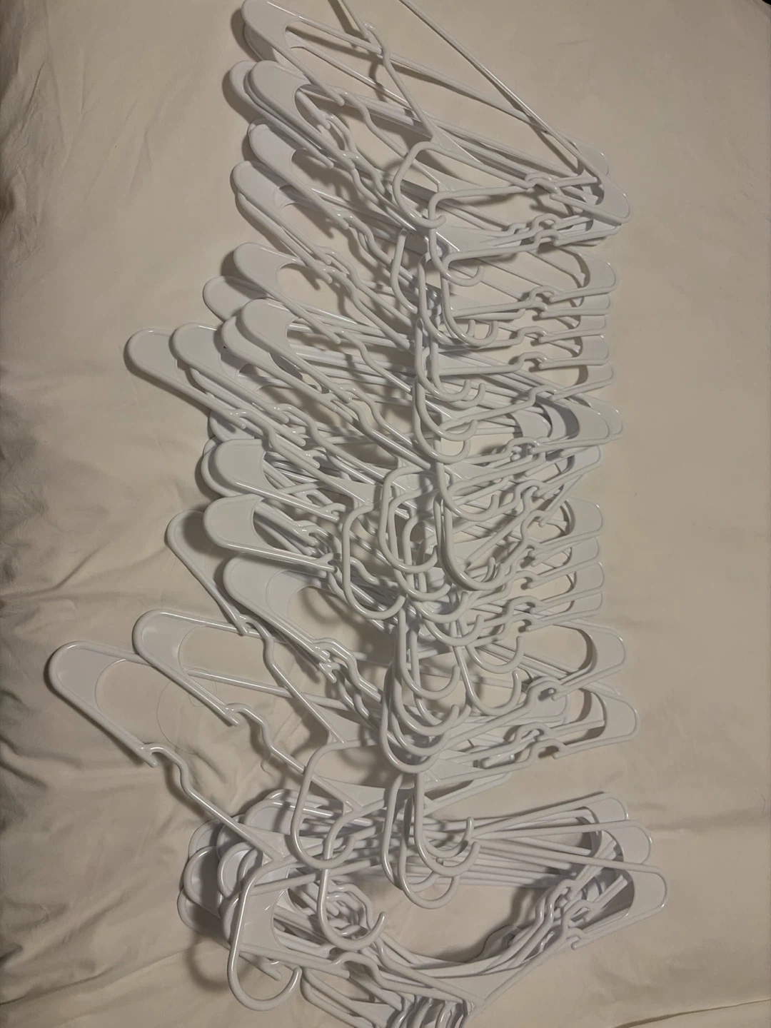 Set of 50 White Plastic Clothes Hangers