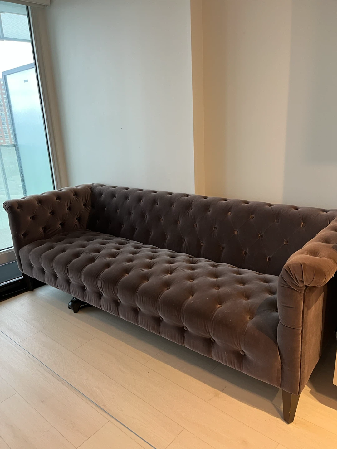 Brown Velvet Chesterfield Sofa - photo 2
