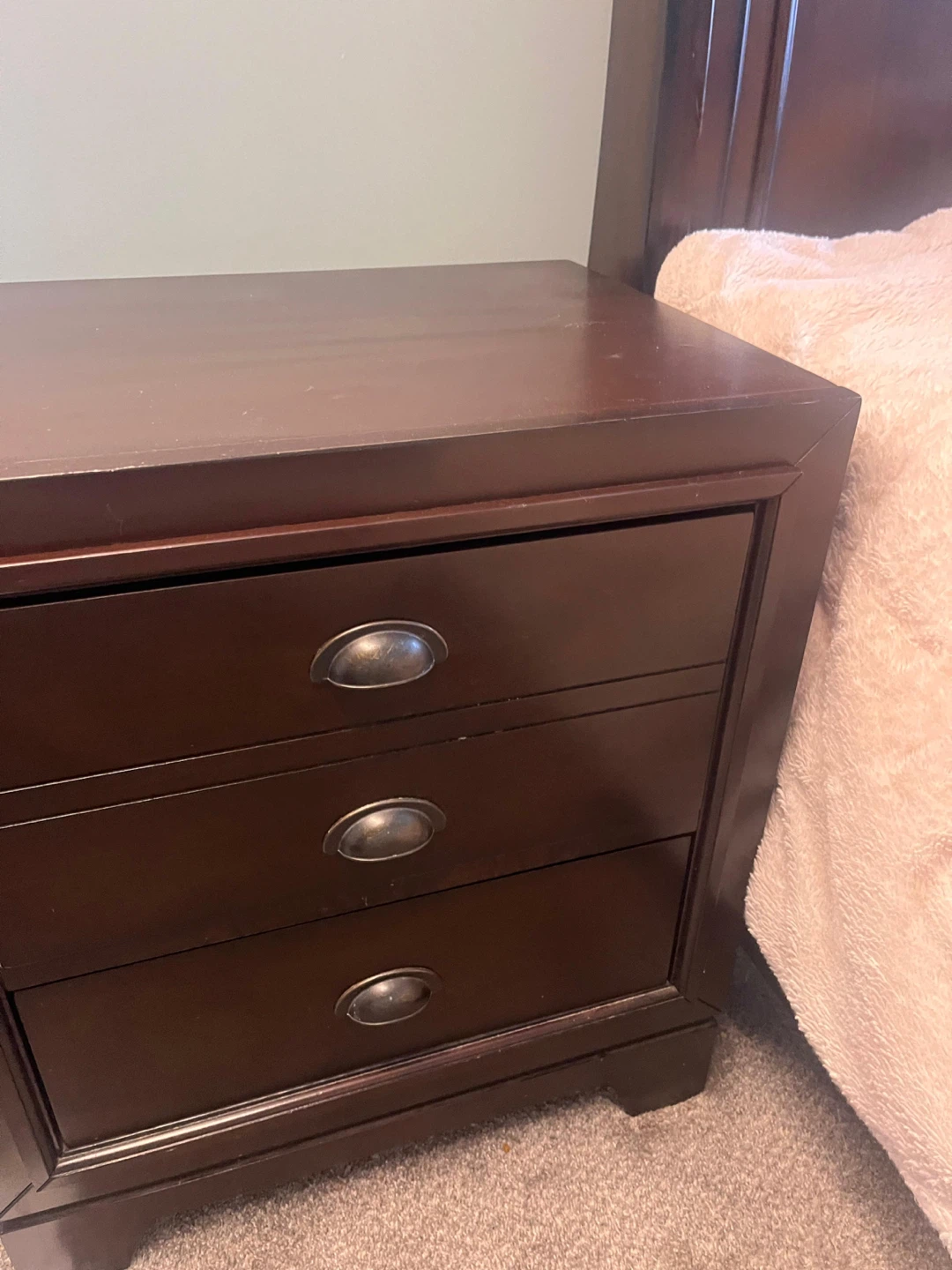 2 Dark Brown 3-Drawer Nightstand
