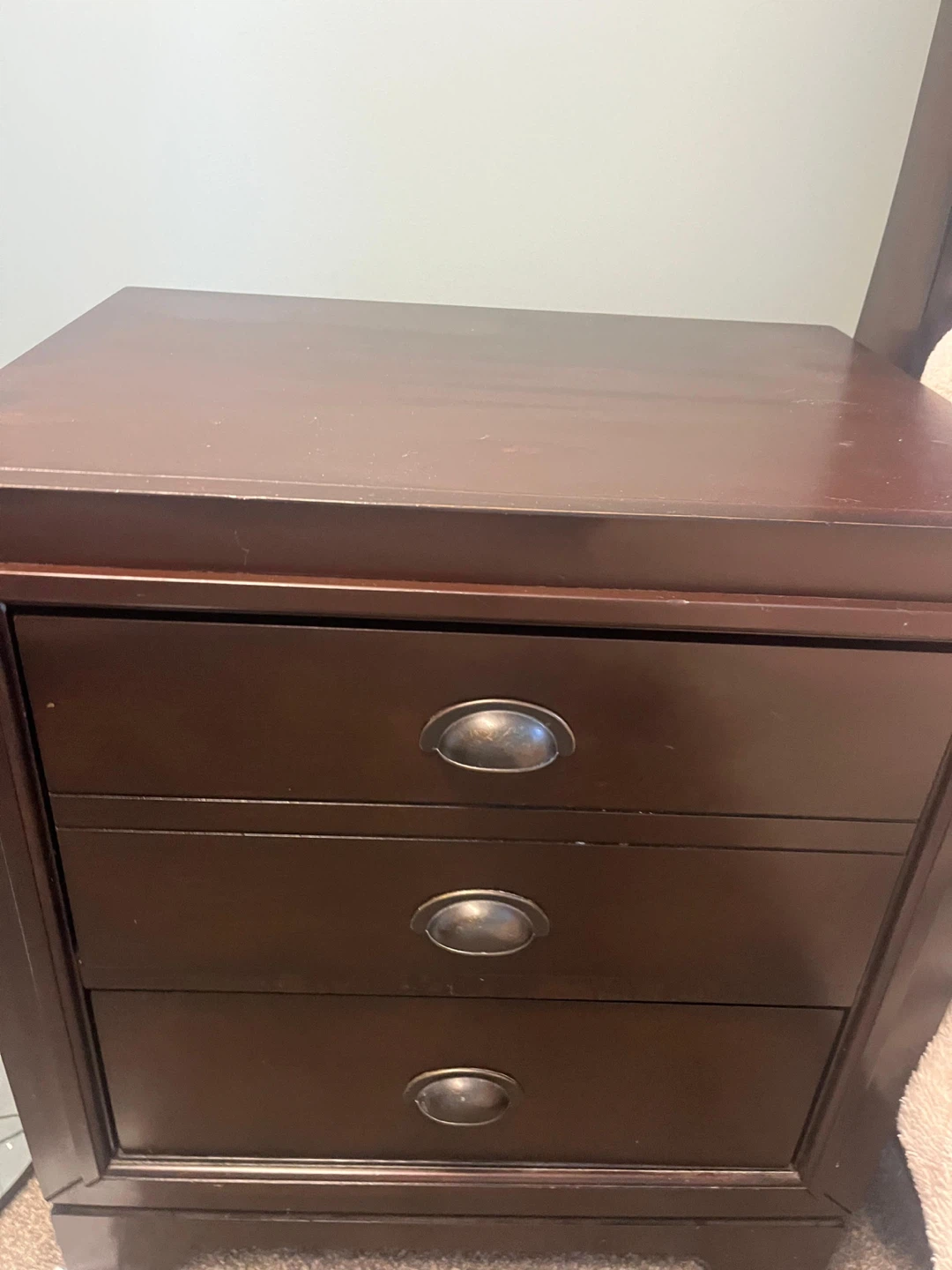 2 Dark Brown 3-Drawer Nightstand - photo 2