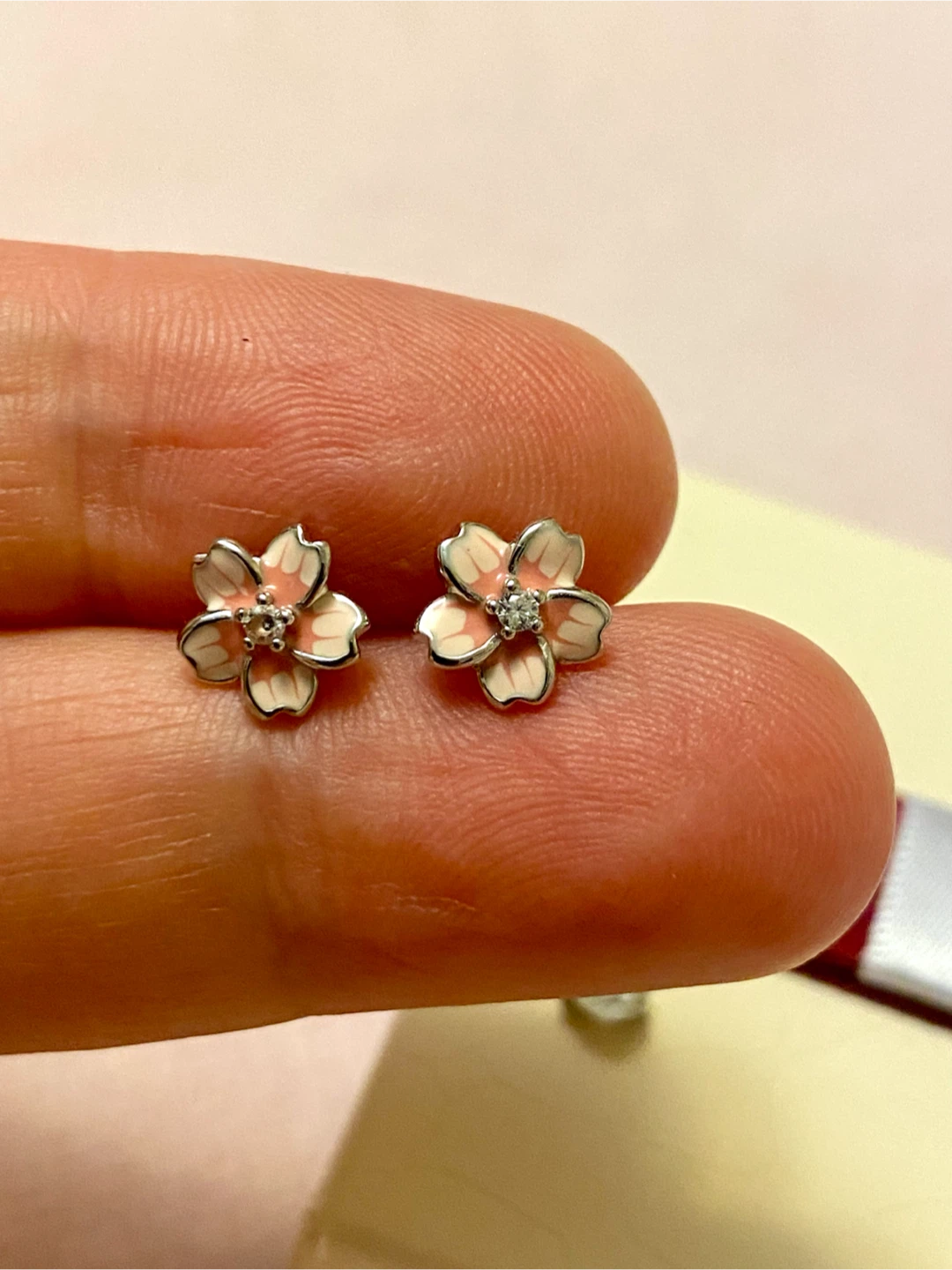 Cherry Blossom Silver Stud Earrings - photo 2