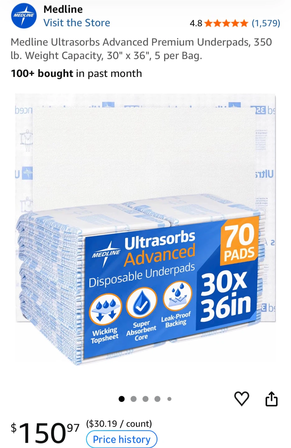 Medline Ultrasorbs Advanced Premium Underpads