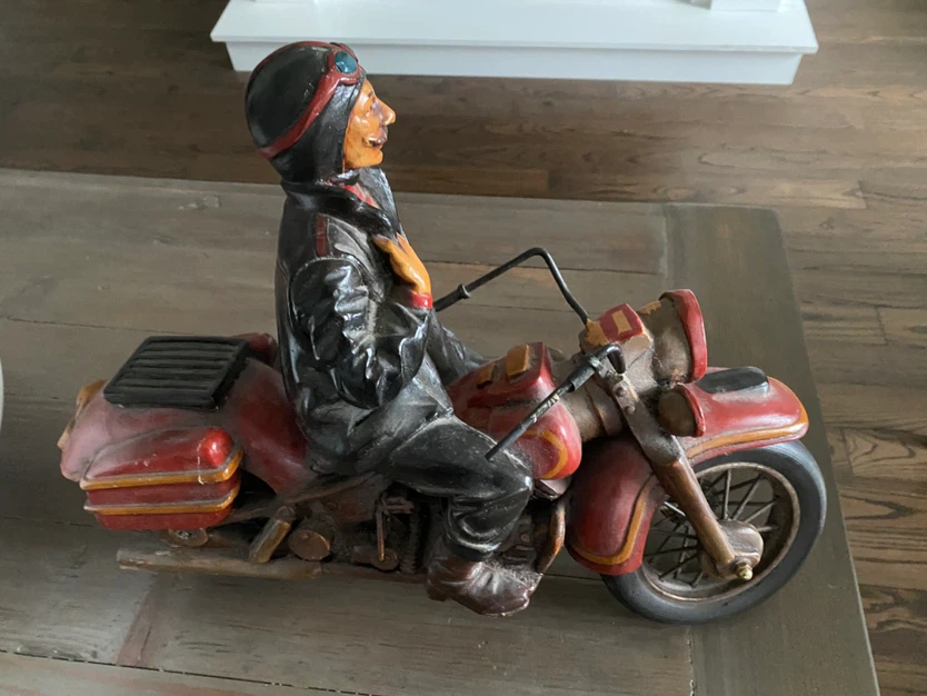 Vintage-style resin motorcycle figurine - photo 3