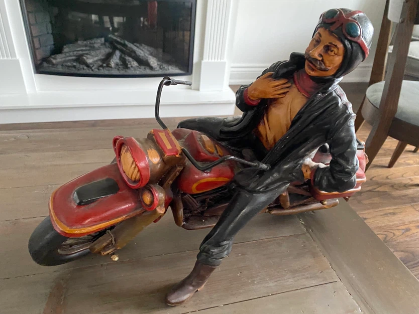 Vintage-style resin motorcycle figurine - photo 5