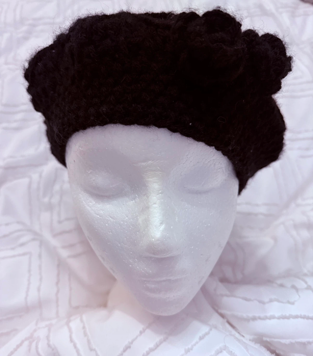 Black Crocheted Beret