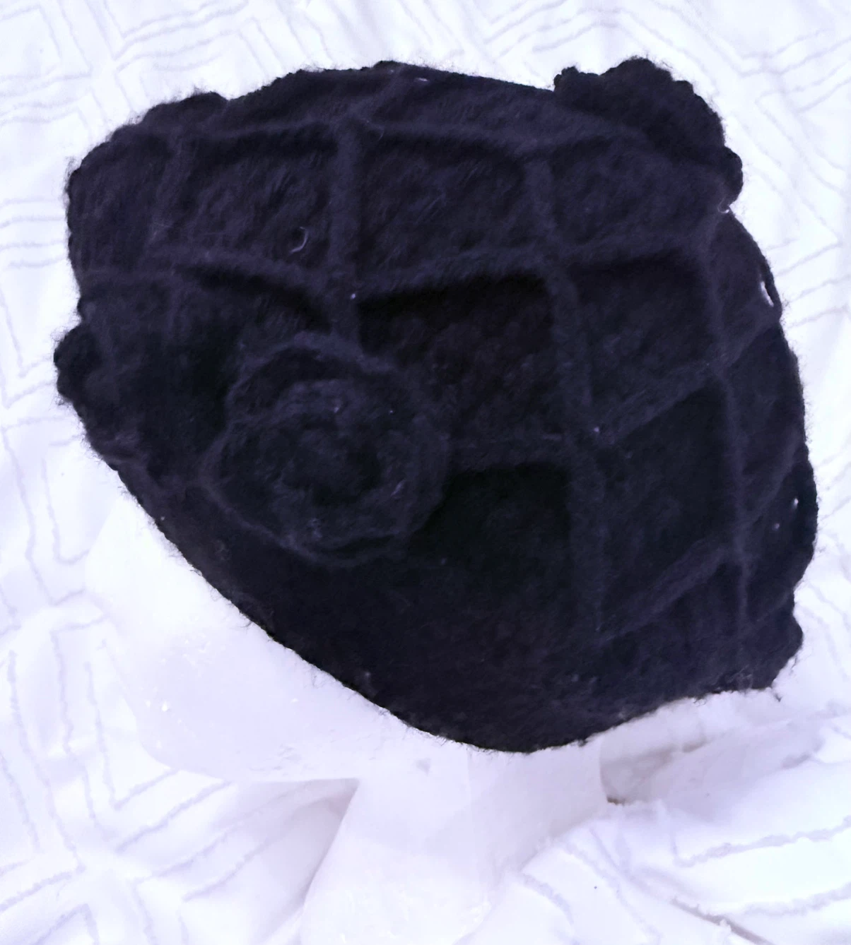 Black Crocheted Beret - photo 4