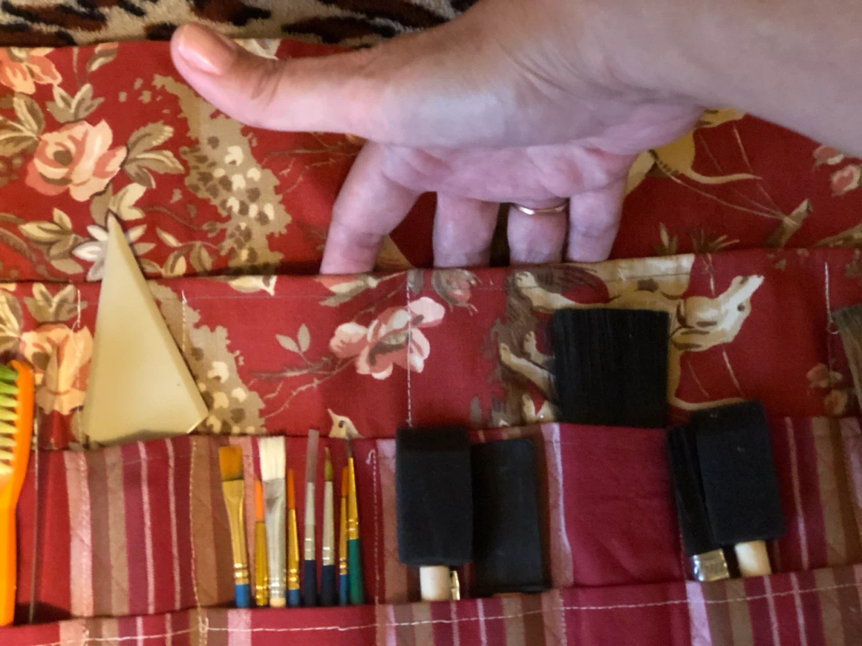Fabric Paintbrush Roll-Up Case with Brushes - photo 2