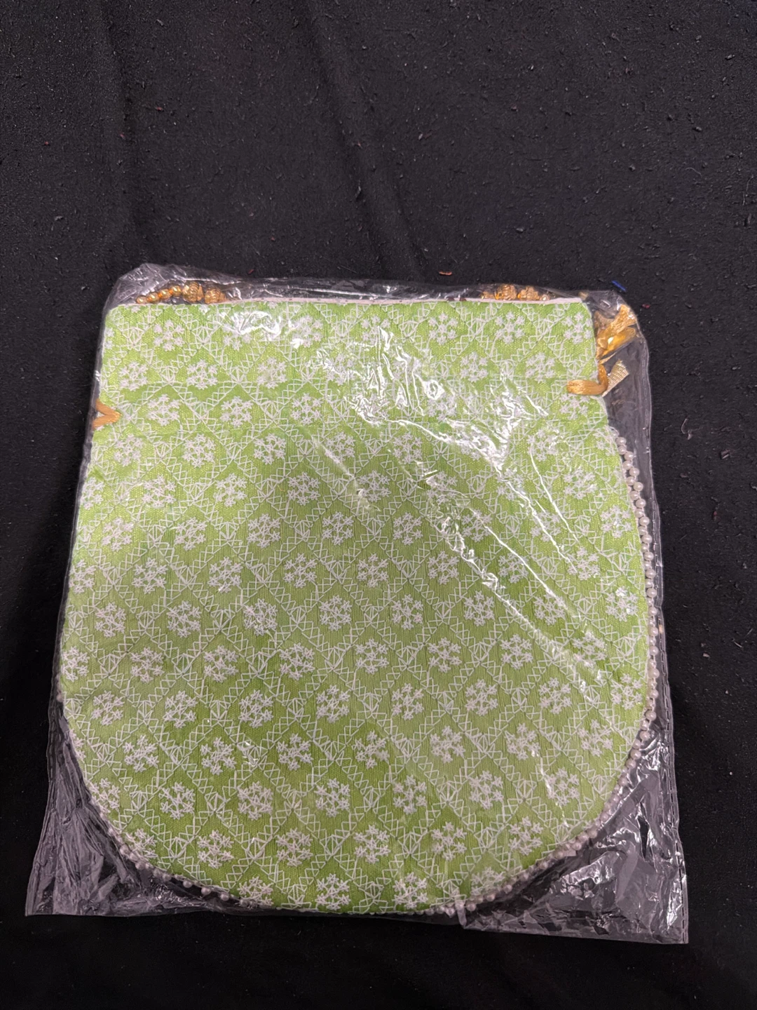 Green Floral Pattern Drawstring Pouch