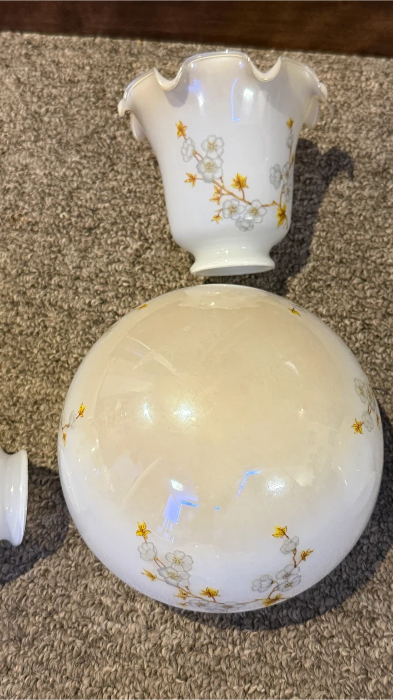 Vintage Floral Glass Lamp Shade Set - photo 3