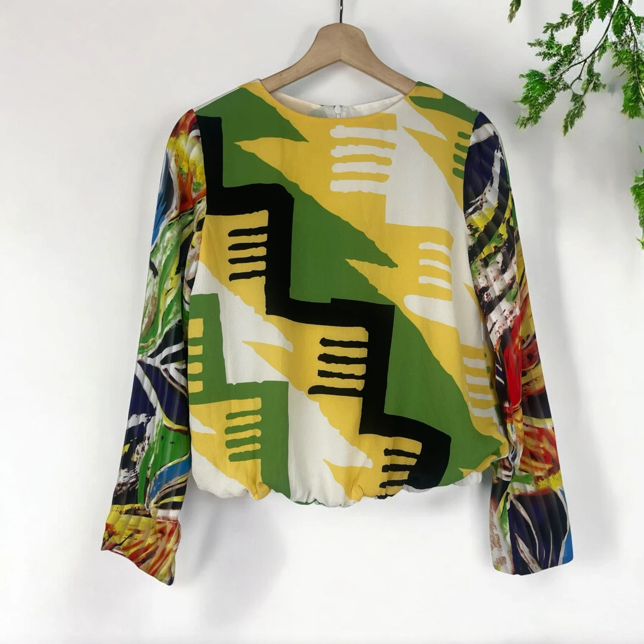 Dimanche Bold Abstract Print Blouson Top - photo 2