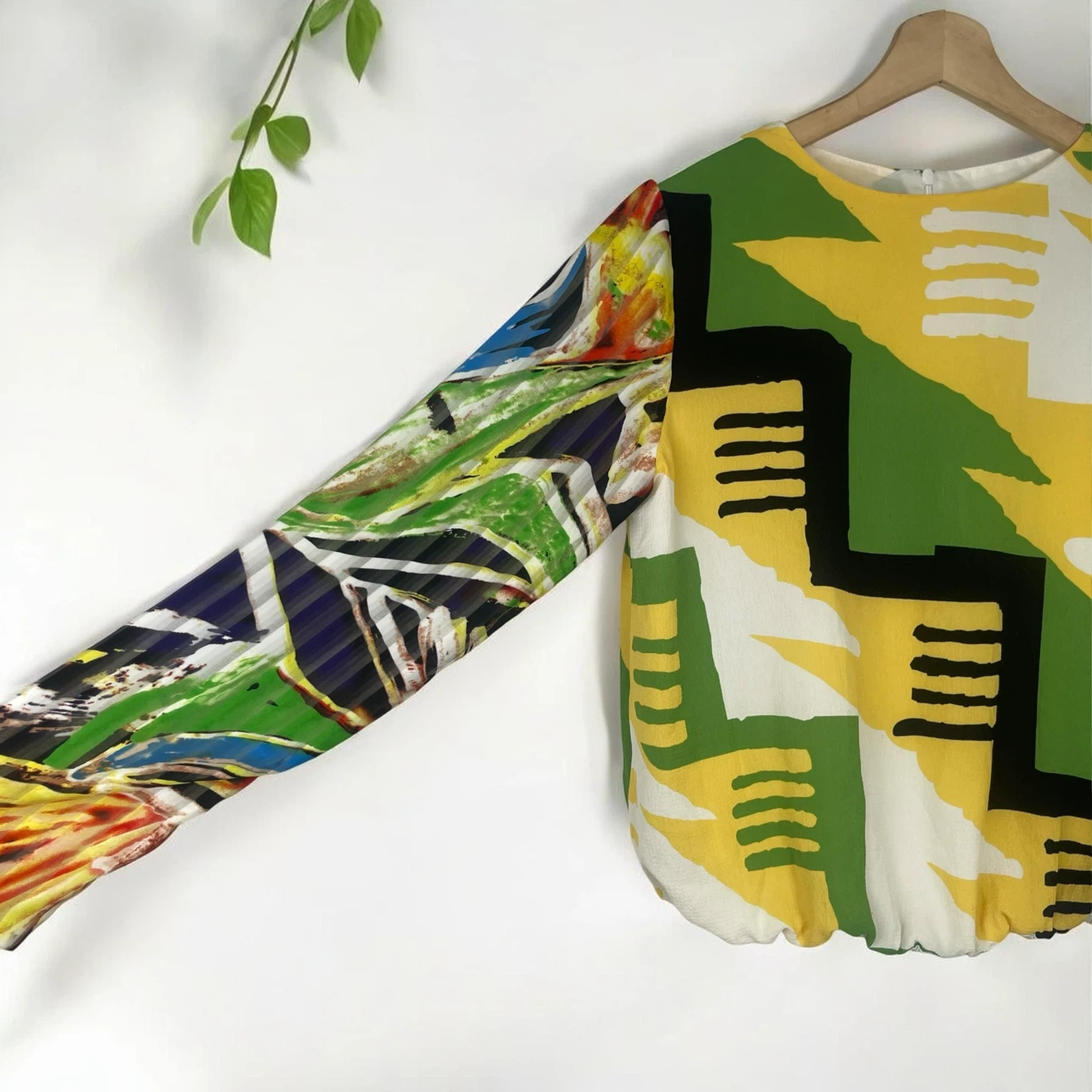 Dimanche Bold Abstract Print Blouson Top - photo 3
