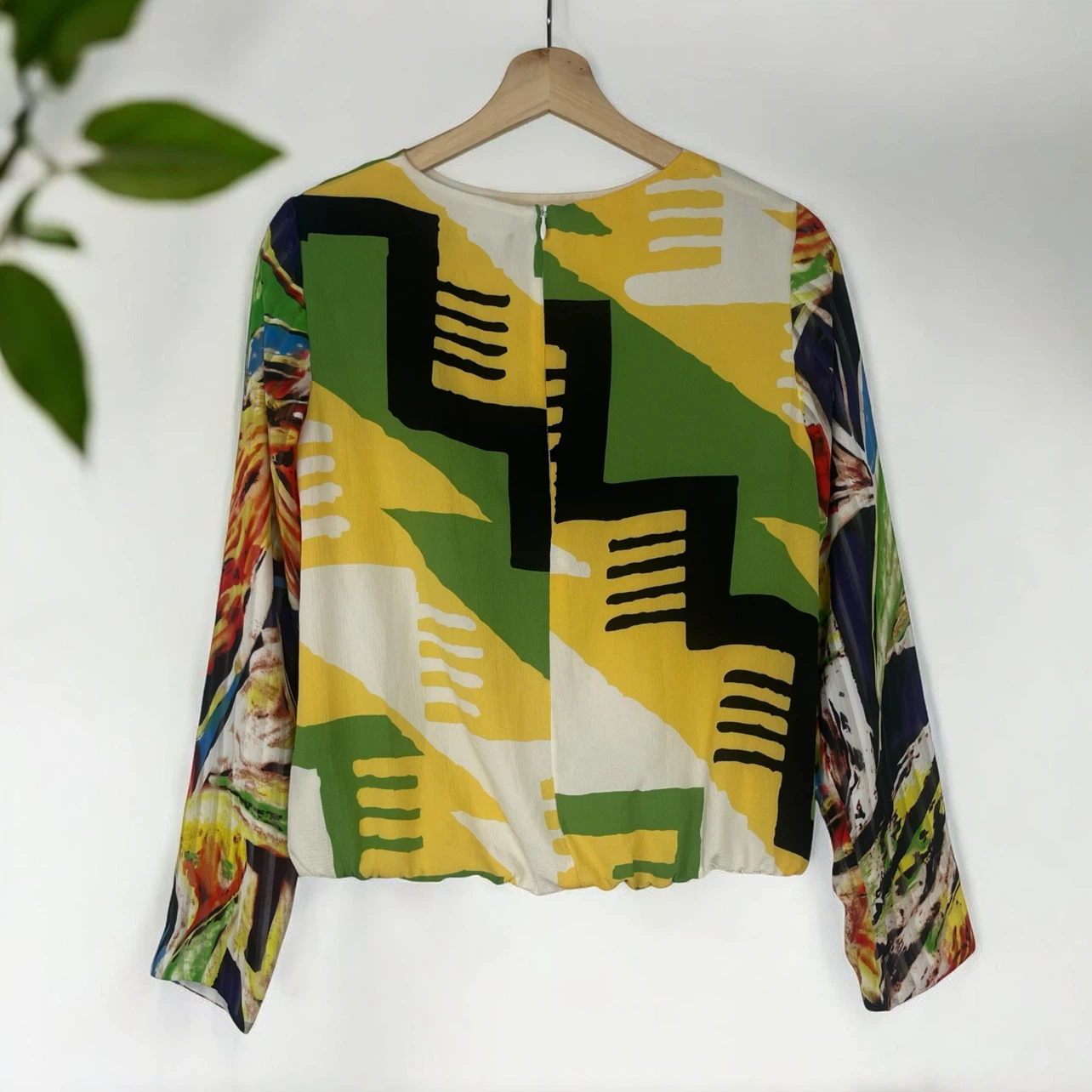 Dimanche Bold Abstract Print Blouson Top - photo 5