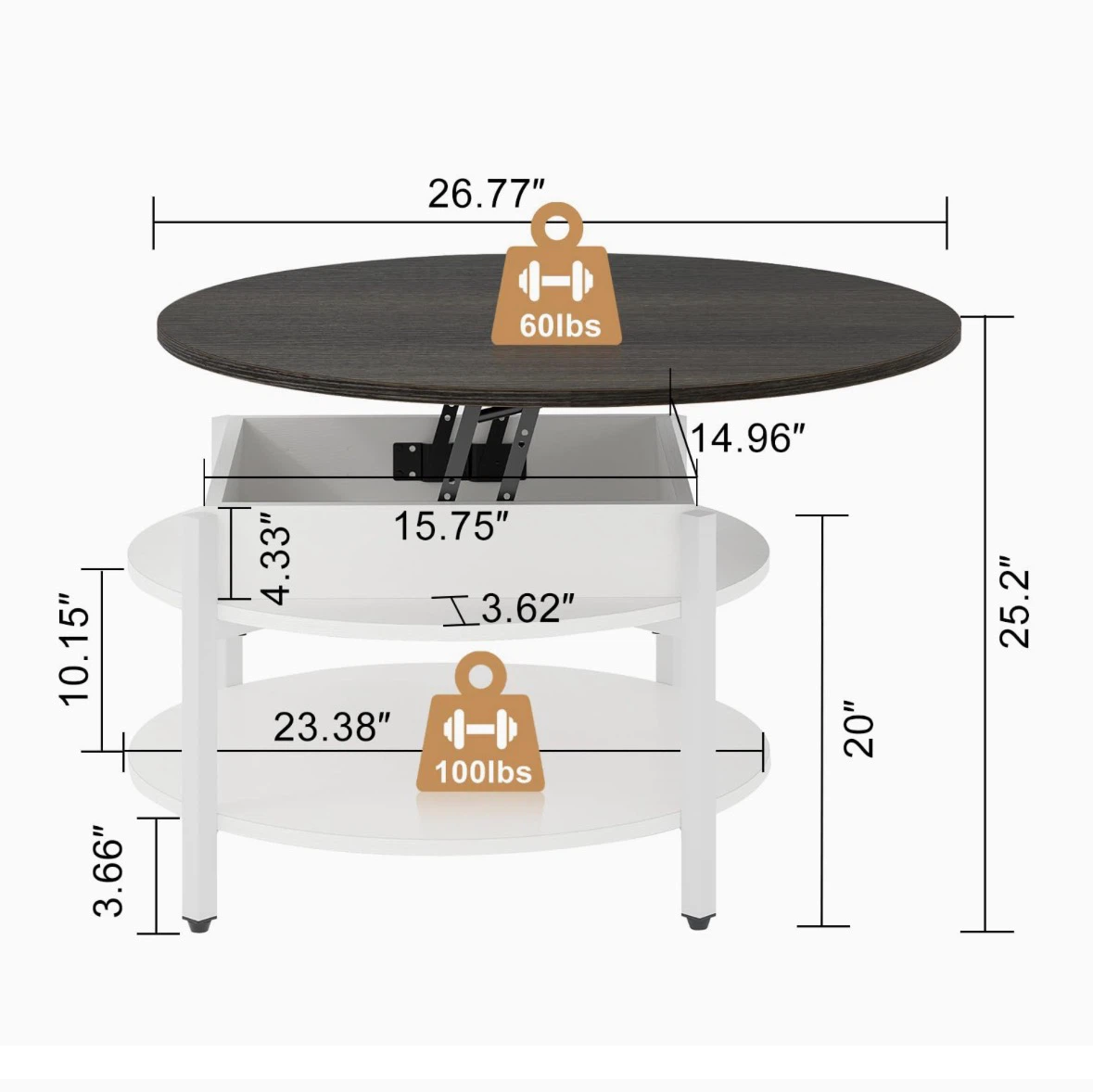 Round Lift Top Coffee Table - photo 5
