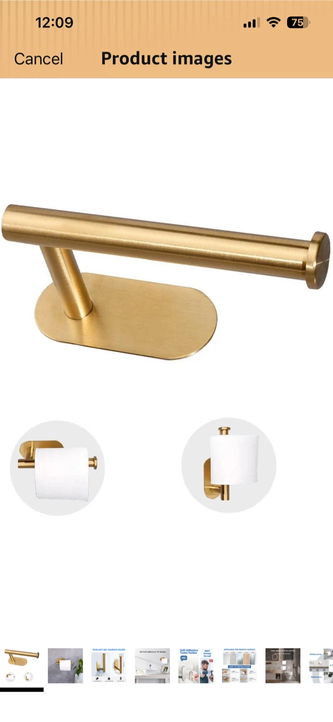 Gold Self-Adhesive Toilet Paper Holder