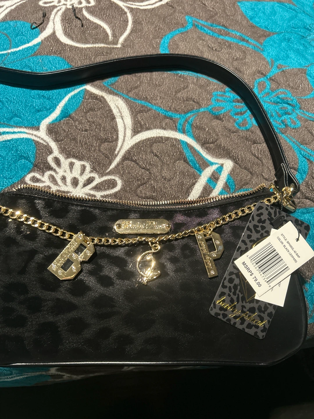 Baby Phat Black Leopard Print Shoulder Bag - photo 4