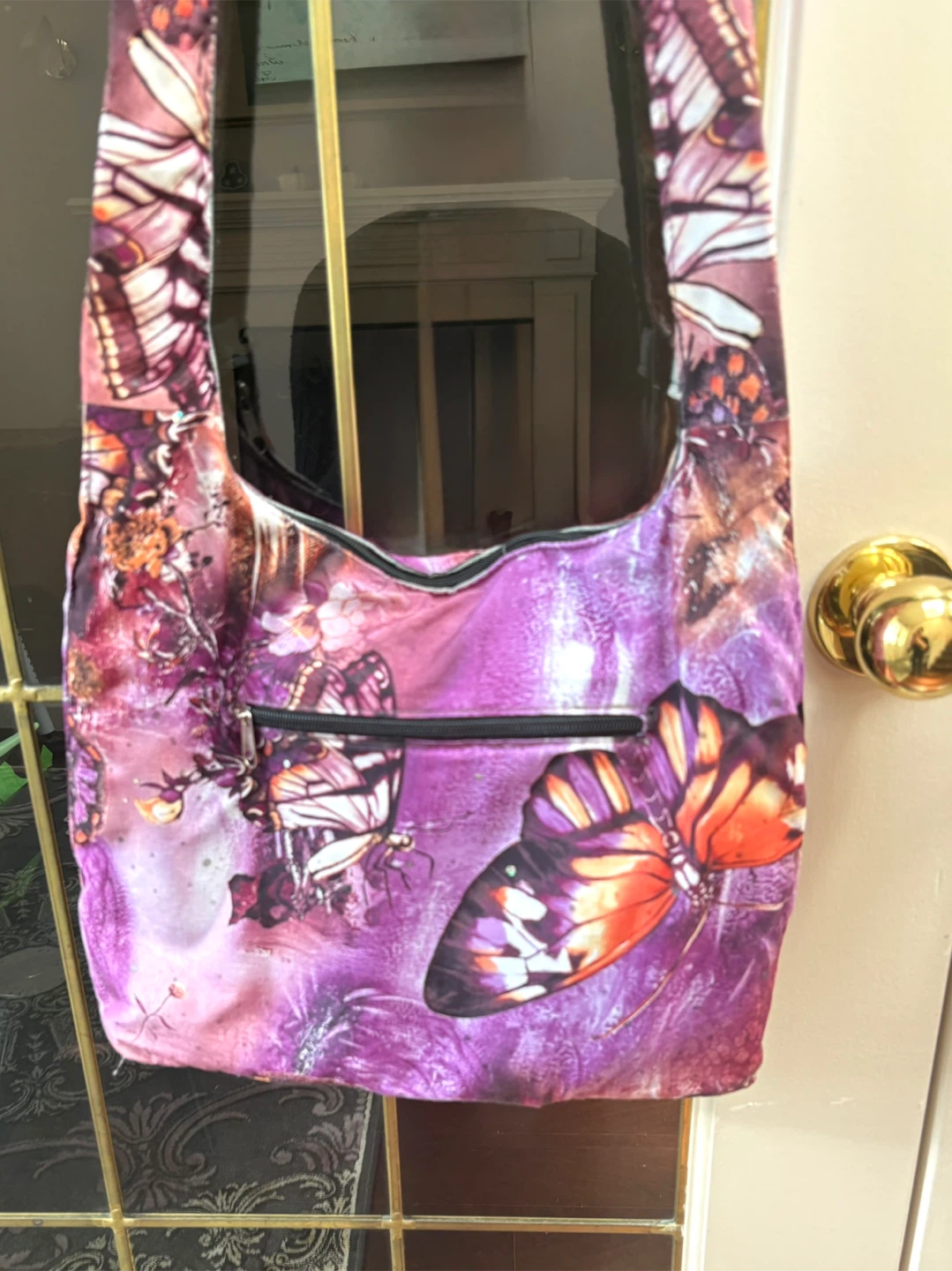 Butterfly Print Hobo Crossbody Bag