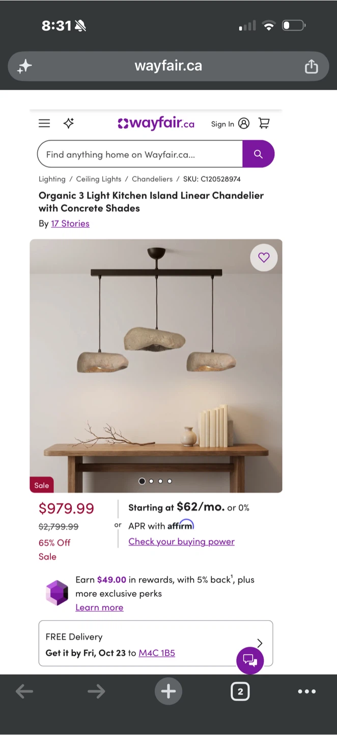 BRAND NEW 3-Light Stone Pendant linear Chandelier