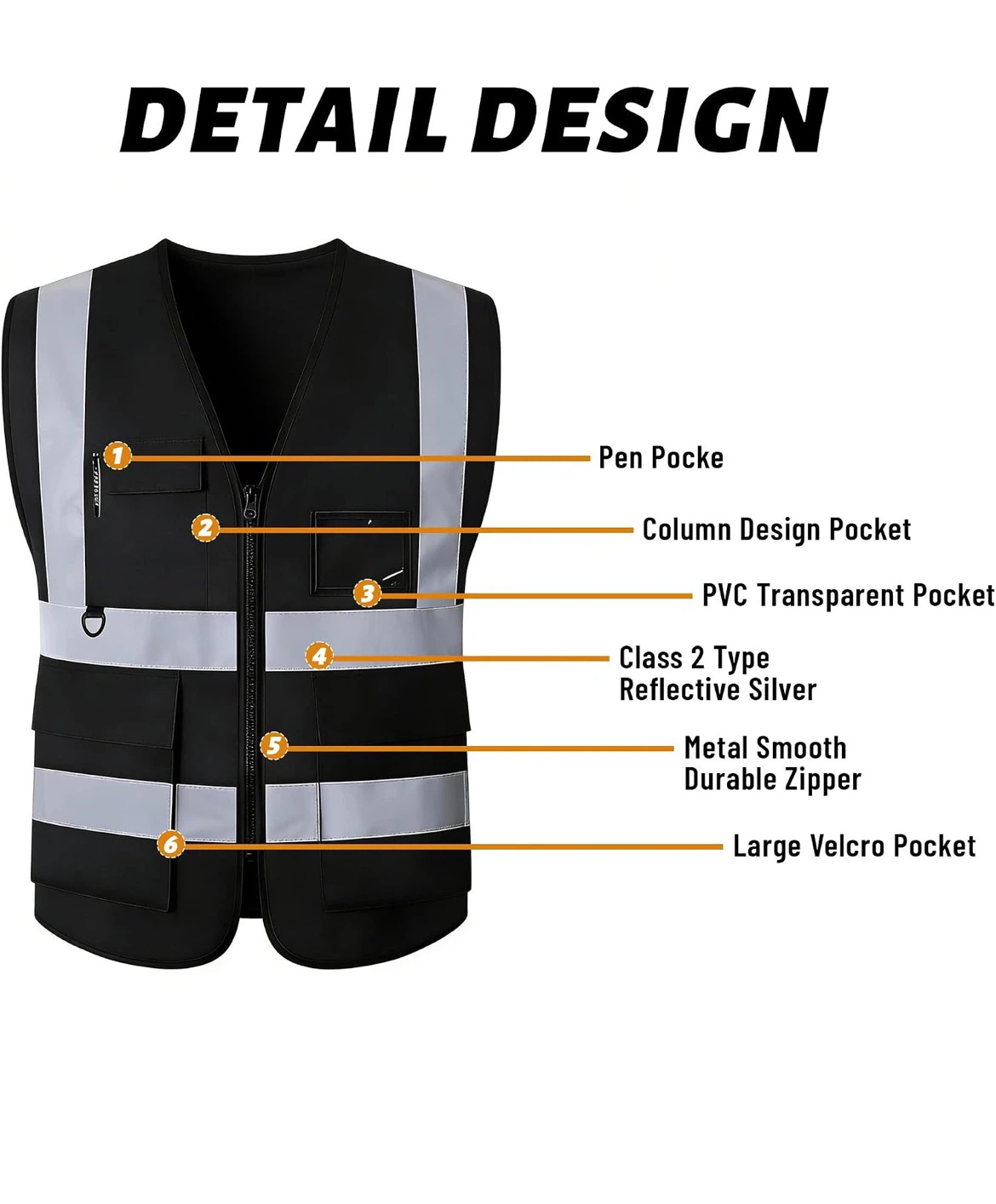 Reflective Safety Vest with Multiple Pockets 3XL - photo 2