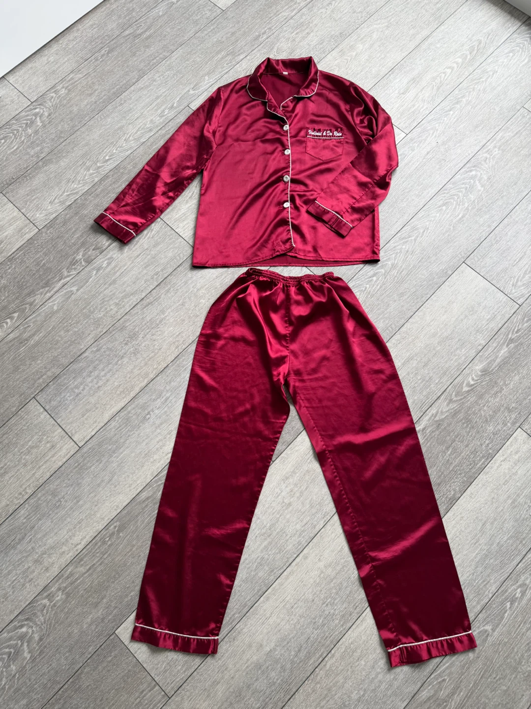 Red/Whine Satin Pajama Set