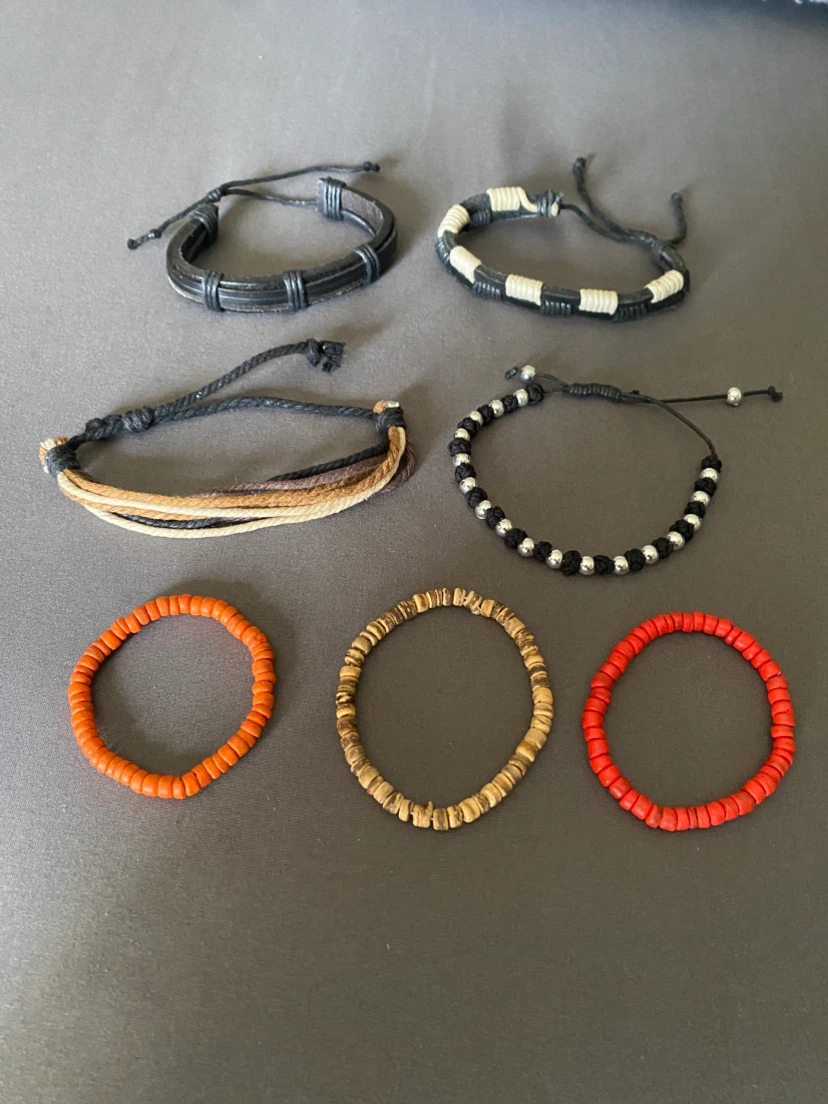 Adjustable Leather + Beaded + Woven Bracelets Bundle ***