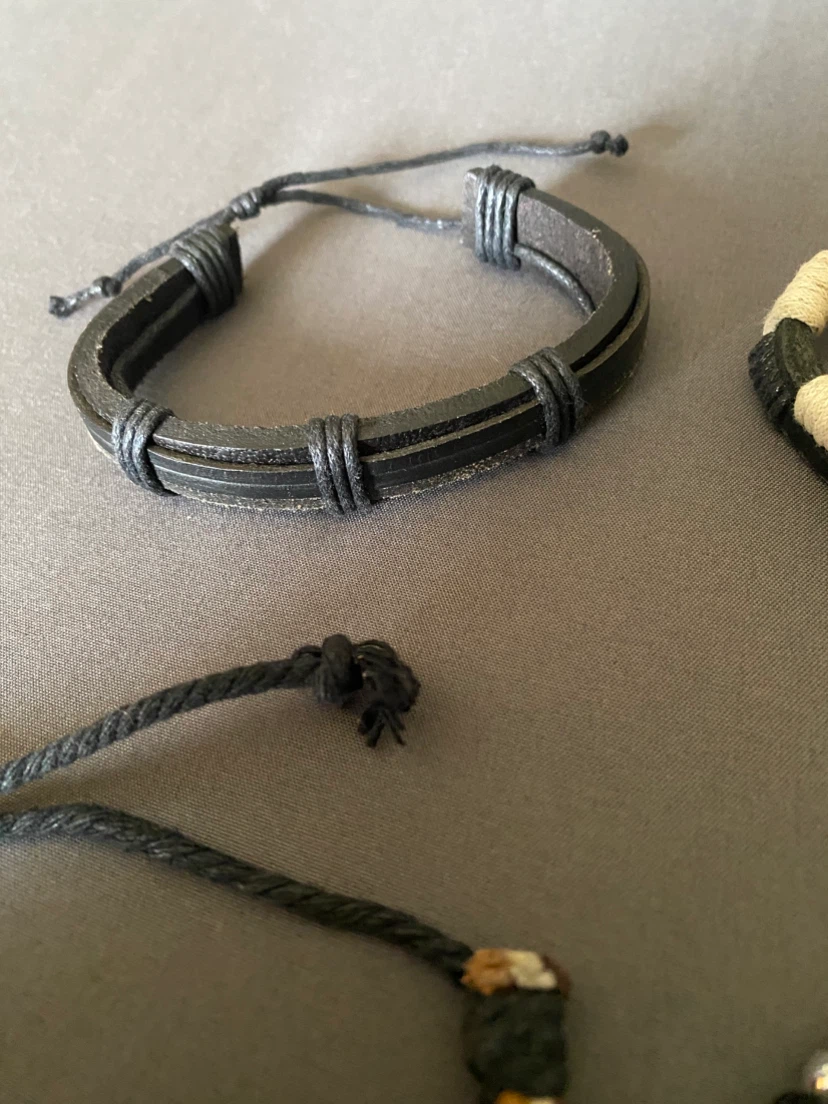 Adjustable Leather + Beaded + Woven Bracelets Bundle *** - photo 2