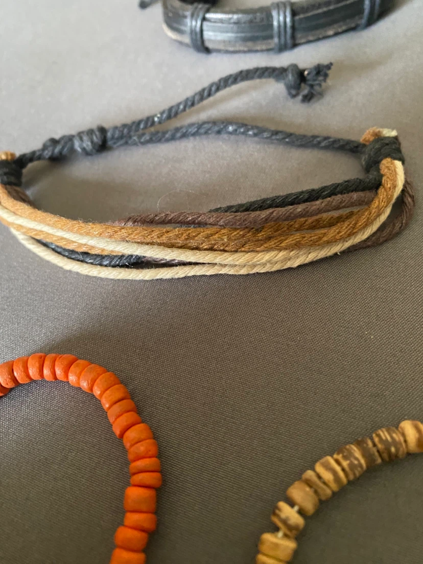 Adjustable Leather + Beaded + Woven Bracelets Bundle *** - photo 4