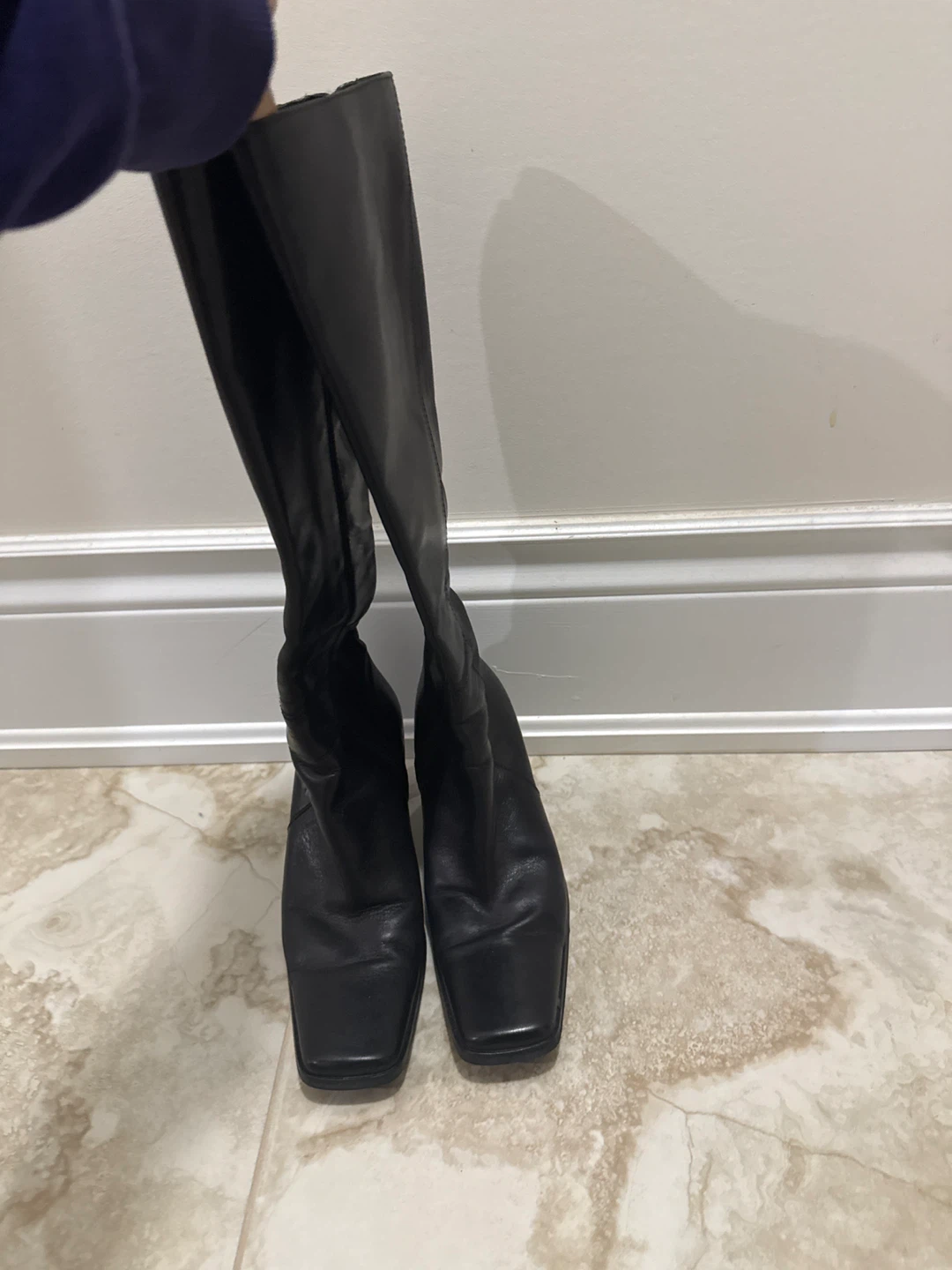 Black Leather Knee-High Boots - photo 2