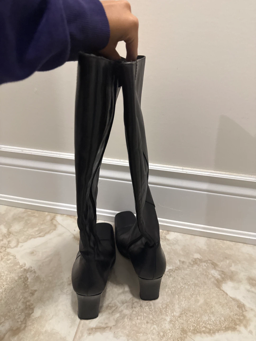 Black Leather Knee-High Boots - photo 3