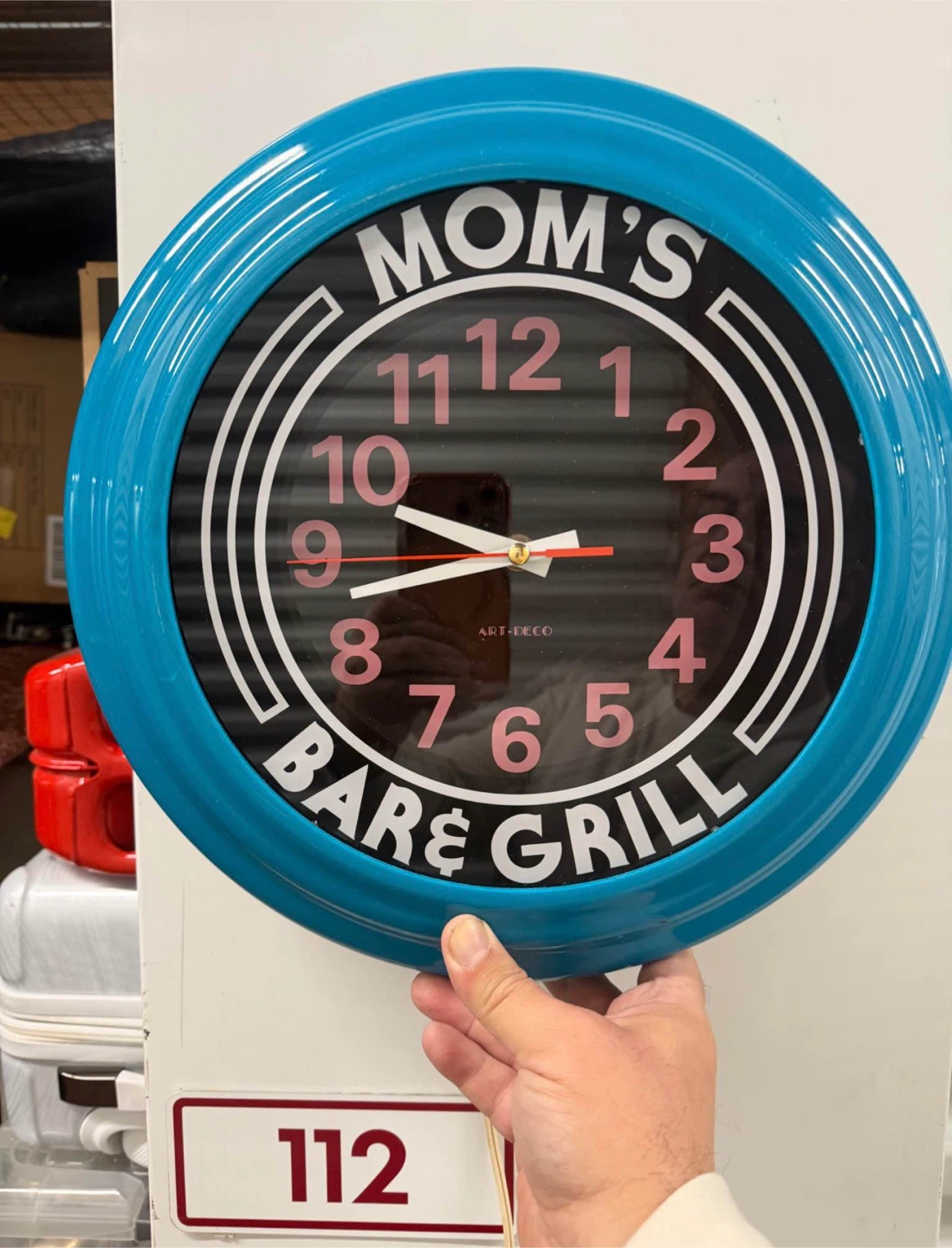 1992 Mom's Bar & Grill Art-Deco Wall Clock