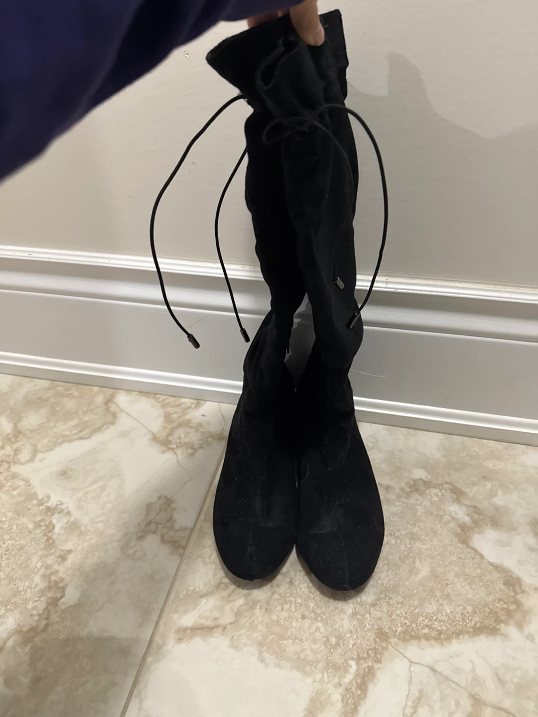 Black faux Suede Over-the-Knee Boots