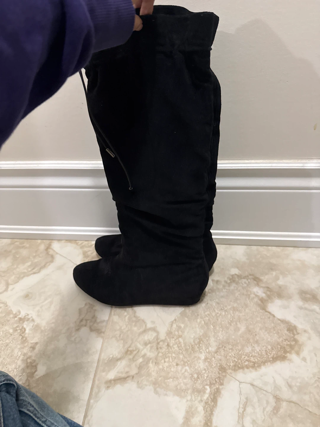 Black faux Suede Over-the-Knee Boots - photo 2
