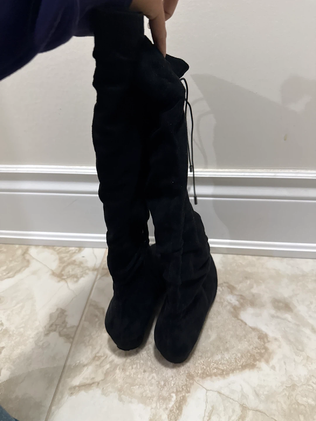 Black faux Suede Over-the-Knee Boots - photo 3