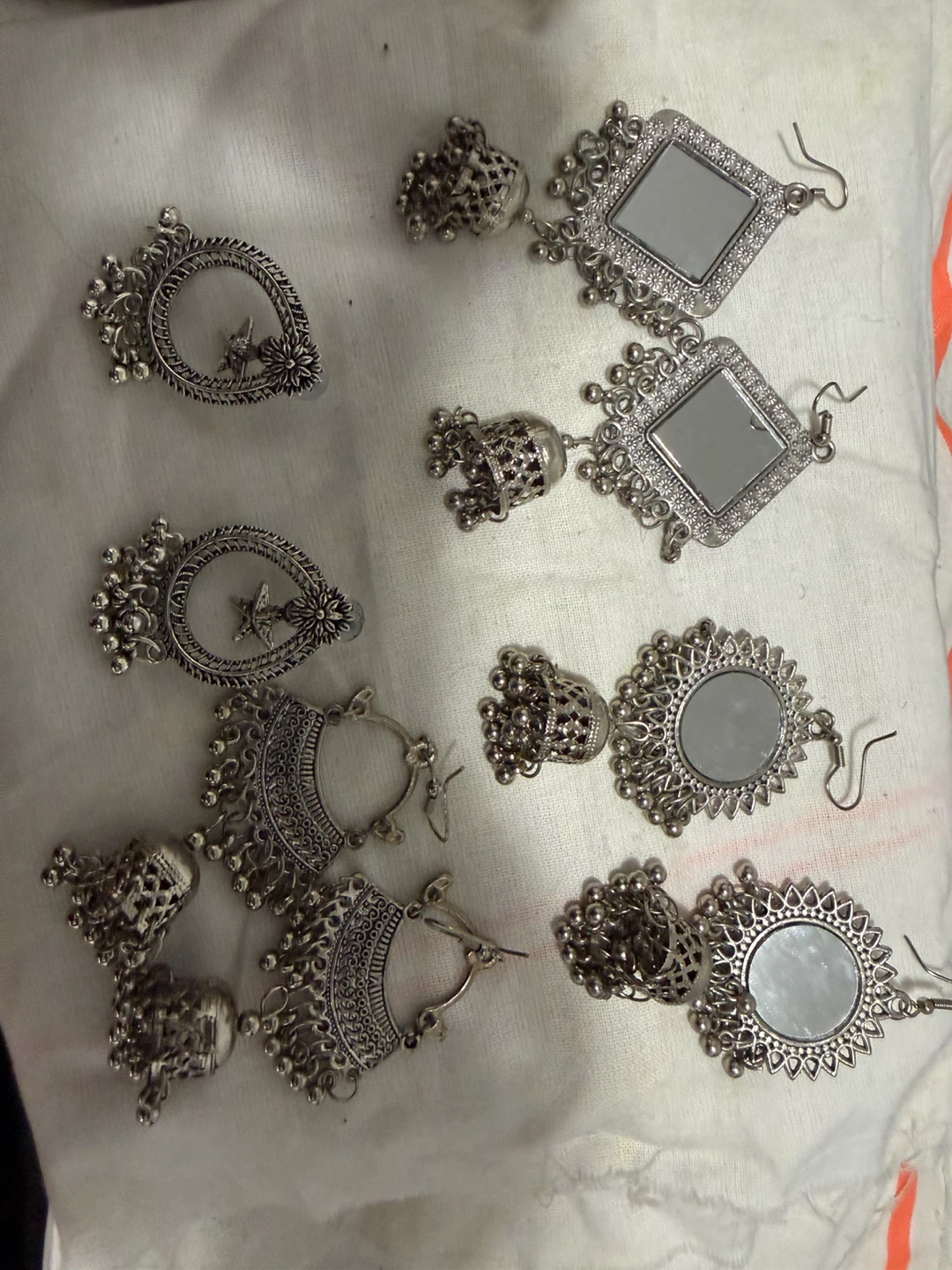 Set of 5 Assorted Silver Tone Earrings