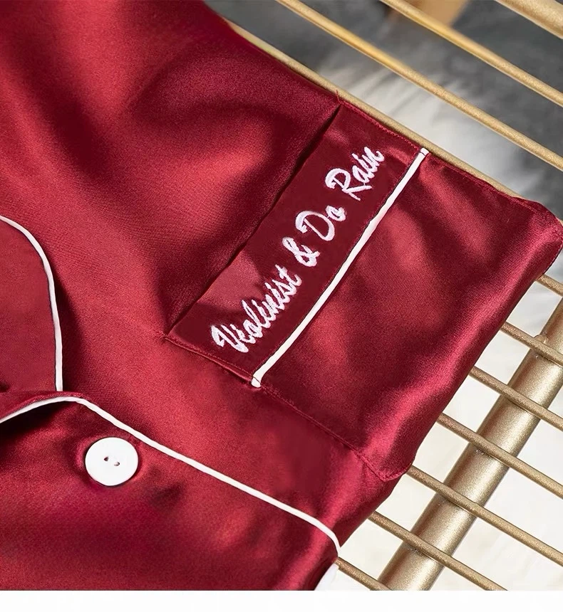 Red/Whine Satin Pajama Set - photo 5