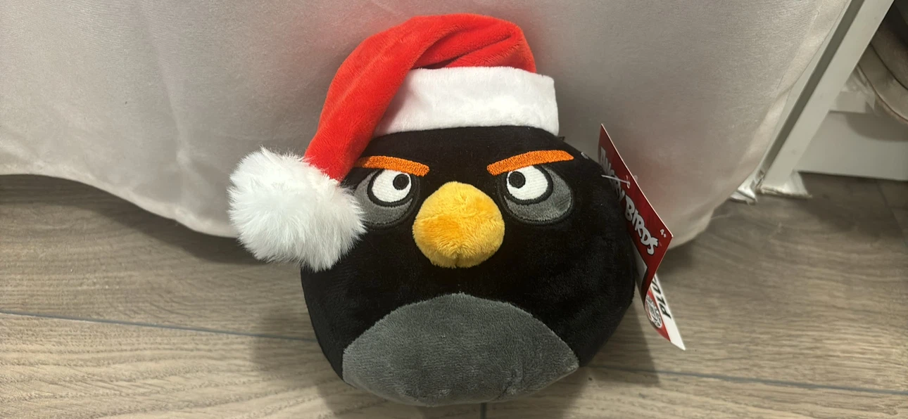 Angry Birds Bomb Plush with Santa Hat
