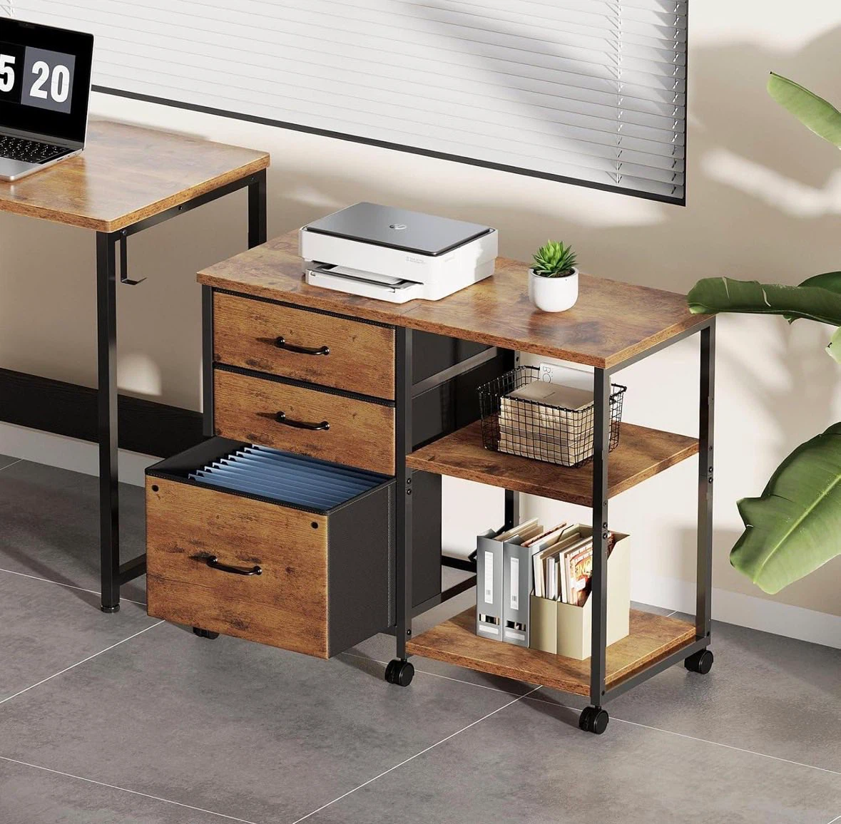 Rolling Filing Cabinet with Storage Shelves - photo 3