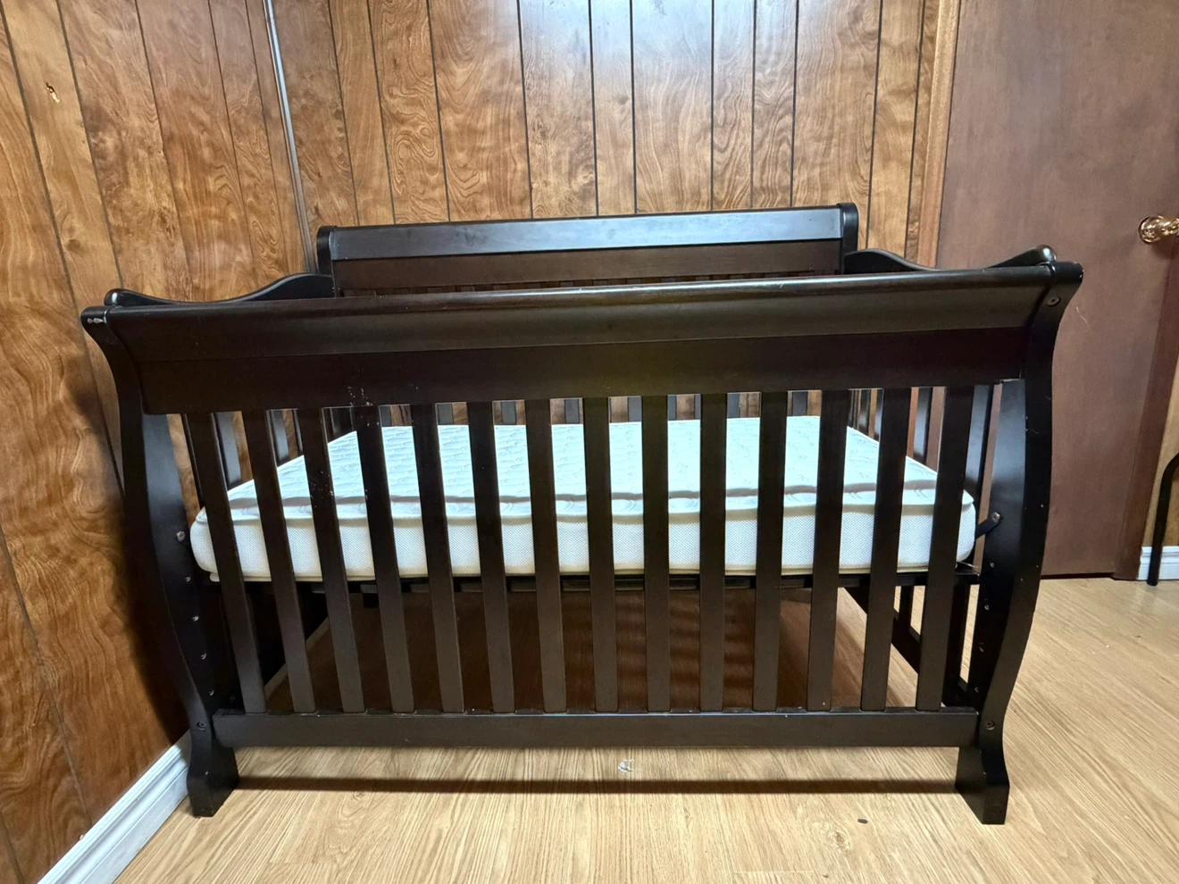 Dark Brown Wooden Baby Crib