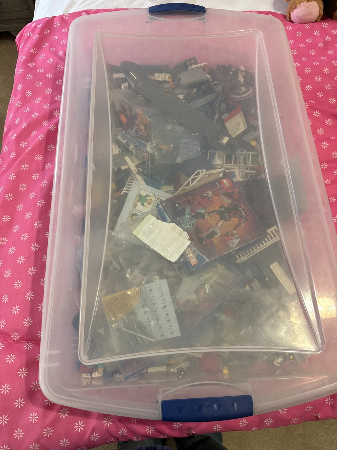 Large Bin of Assorted LEGO Bricks and Sets