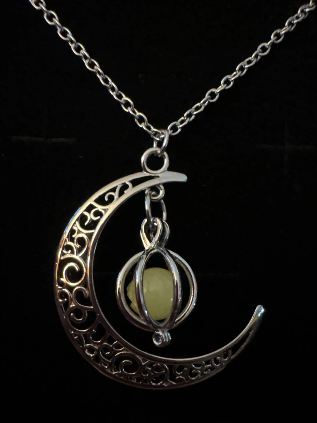 Twinkling Tree Crescent Moon Cage Necklace