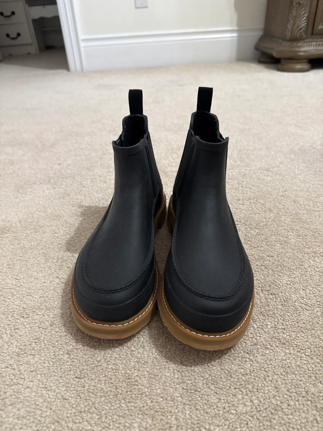 Black Rubber Chelsea Boots