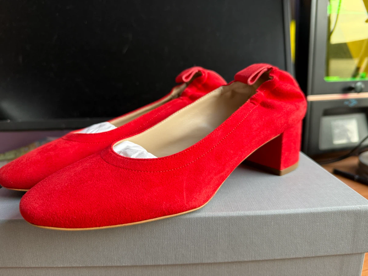 Everlane Red Suede Block Heel Shoes