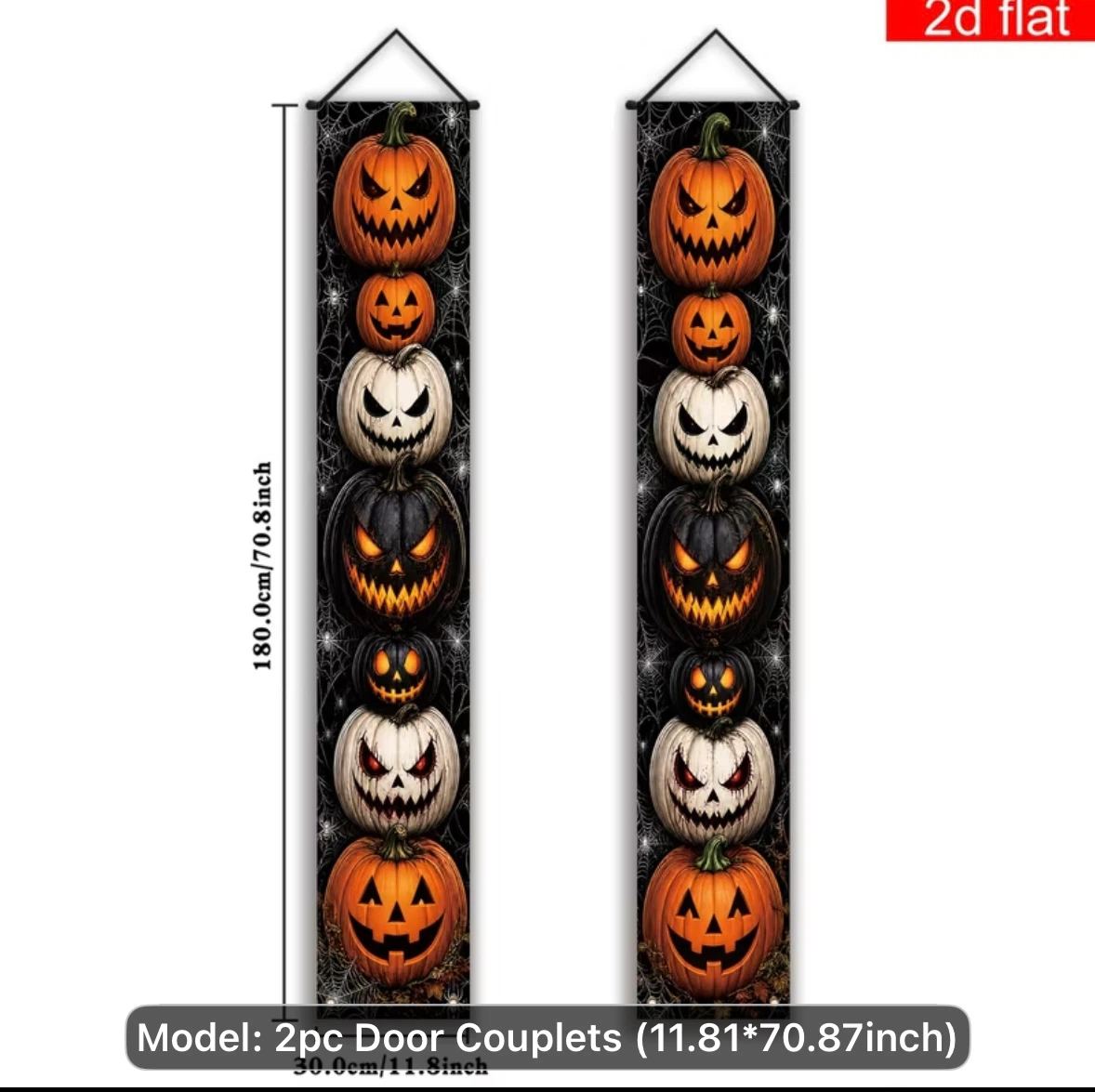 2pc Halloween Jack-o'-lantern Door Couplets