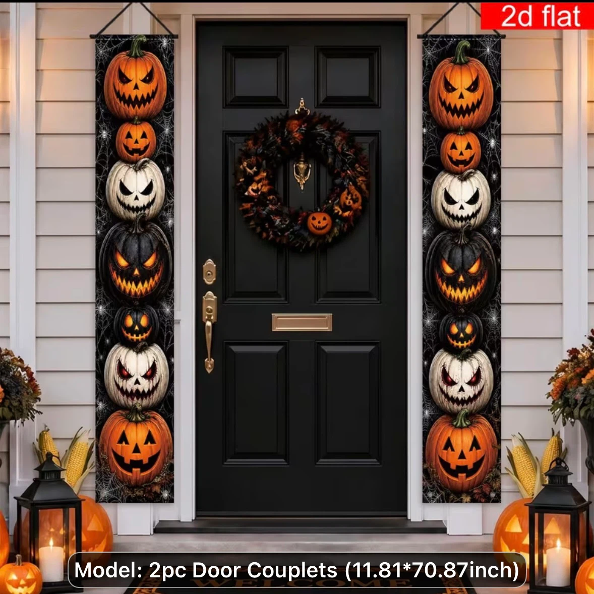 2pc Halloween Jack-o'-lantern Door Couplets - photo 2