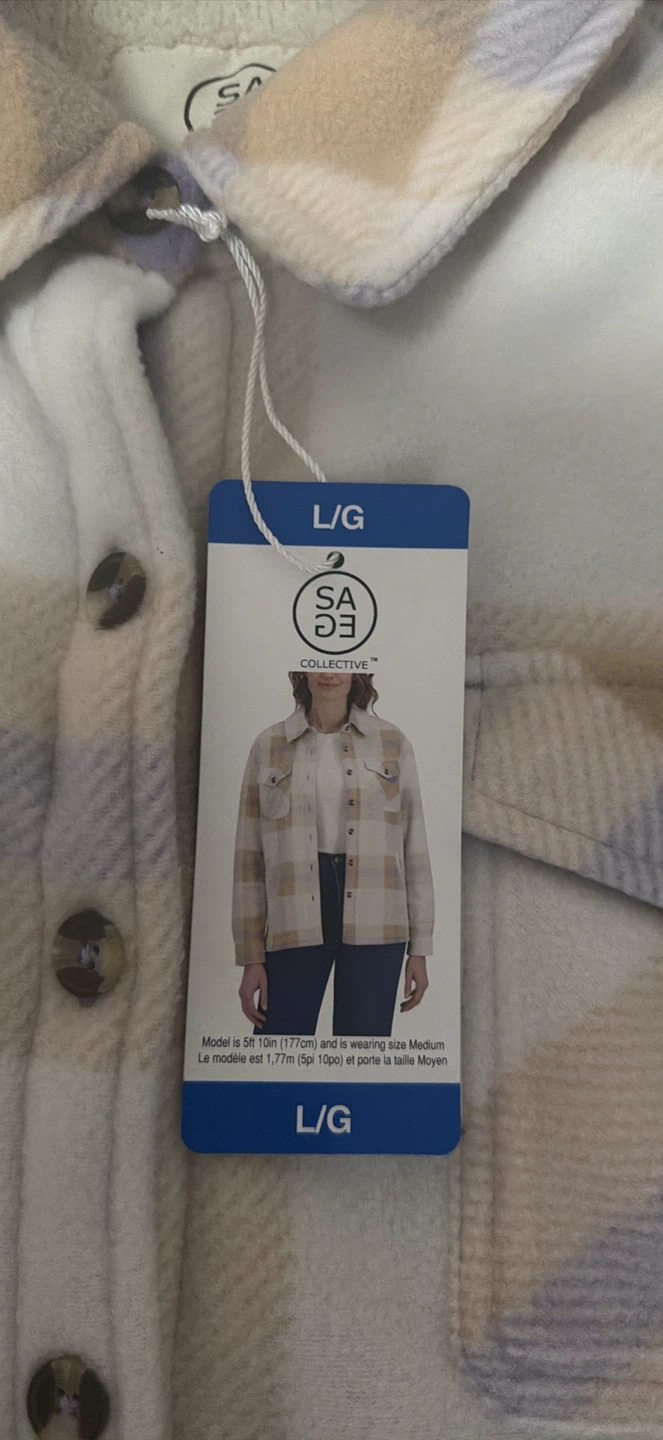 Sage Collective Plaid Shacket Large