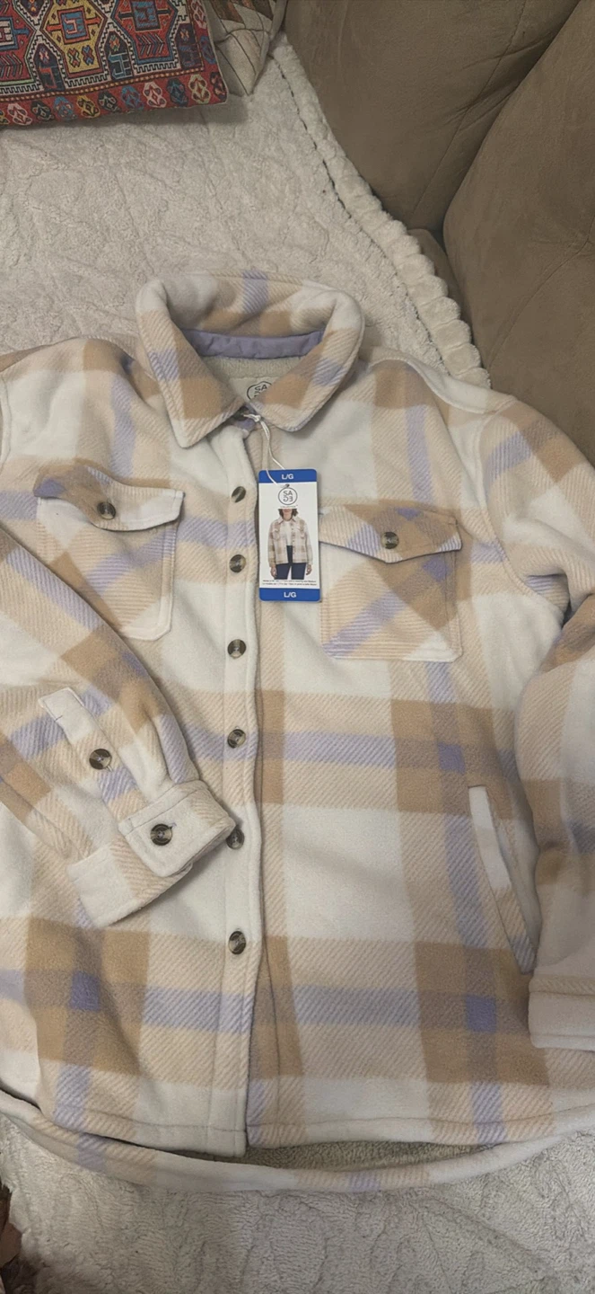 Sage Collective Plaid Shacket Large - photo 2